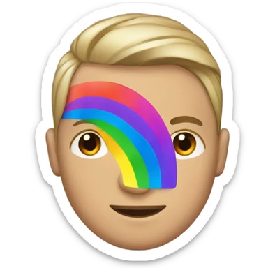 Individual white Gay man with rainbow hair sticker