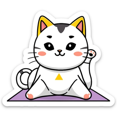 cat in downward dog yoga pose, triangle pose with raised hips sticker