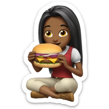 Rapunzel eating a burger sticker