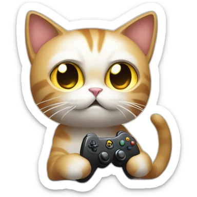 cat play videogames sticker