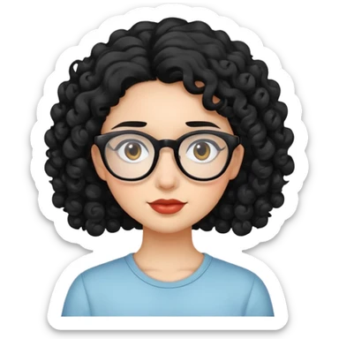 girl with curly black hair and glasses sticker