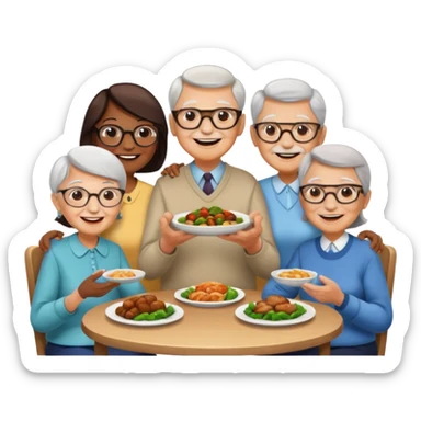4 elderly people having dinner sticker