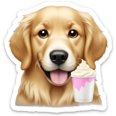 Golden retriever eating whipped cream sticker