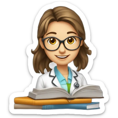 Fille étudiant dans des livres la physique chimie sticker