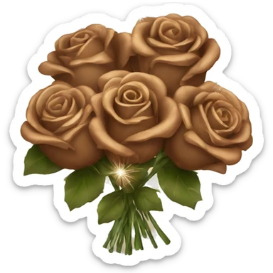 Brown bouquet of roses with sparkles sticker