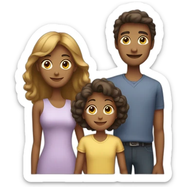 Family with 4, father, mother, teenager boy, small girl sticker