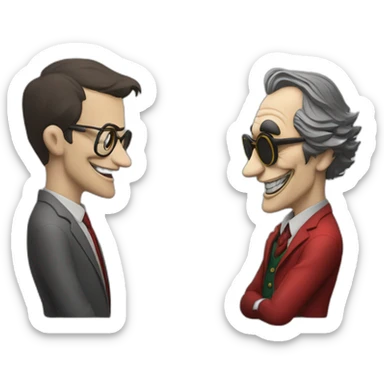 Joker con el profesor de la casa de papel en una reunión  sticker