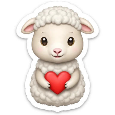 Cute lamb with heart in hoos sticker