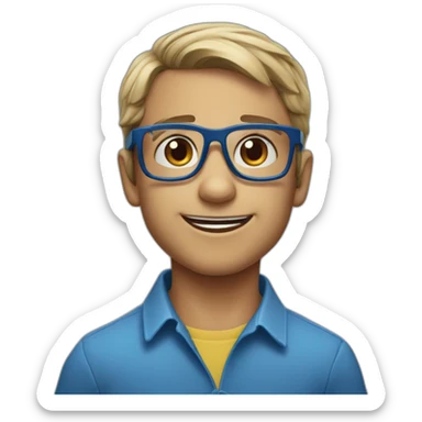 Gilbert Montagné who is 5 years old with blue glasses sticker