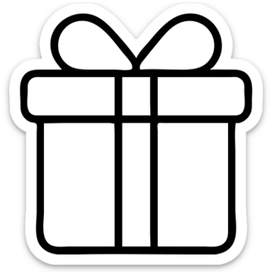 outlined gift box with ribbon icon sticker