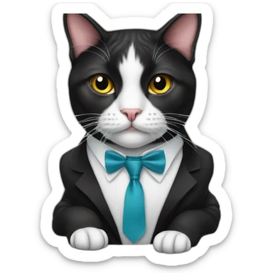 Tuxedo cat in tie sticker