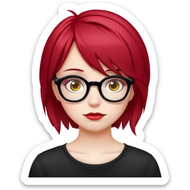 Cherry red haired emo girl with glasses sticker