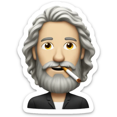 Long haired white man with beard smoking a cigarette  sticker