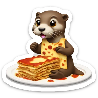 Otter eating a lasagna  sticker