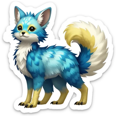 Epic Feral Rare Fantasy shiny cool fluffy Vernid-Trico-species-hybrid-animal by LiLaiRa, random markings, tufted tail, tufted ears, full body sticker