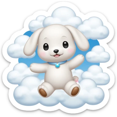 Cinnamon roll from sanrio dancing in the clouds sticker