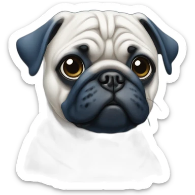 blue and white painted pug sticker
