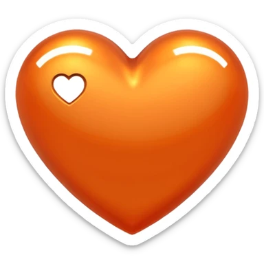 heart with a metallic orange finish sticker