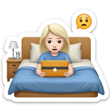 laptop working struggeling in bed sticker