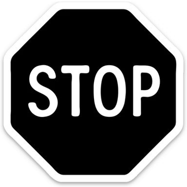 STOP lettering, bold, soft blue-grey, solid filled icon style sticker