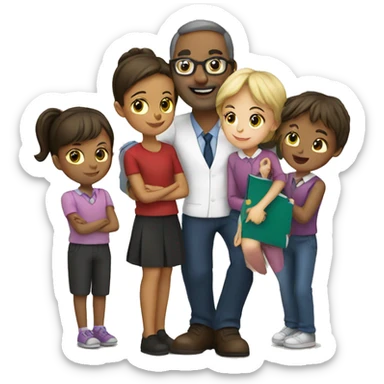 Teacher with childrens sticker