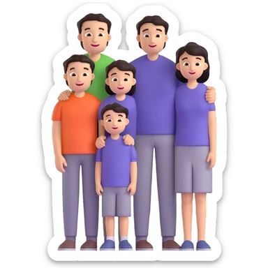 caucasian family with father mother and young son standing together happily sticker