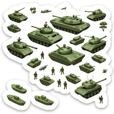 strategic military map with military objects sticker