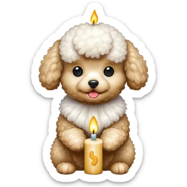toy poodle holding a candle sticker