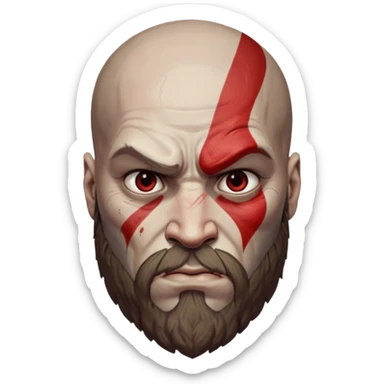 Visage de Kratos du jeu PlayStation a la perfection, c'est a dire que la marque rouge doit partir jusqu'à l'arrière du crâne et il n'a rien du côté de l'oeil droit donc gauche pour moi  sticker