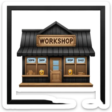 shop with the work shop in the sign sticker