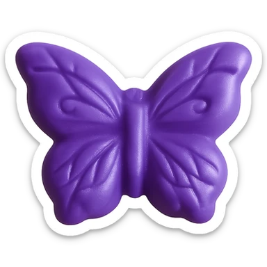 Edit the realistic butterfly-shaped candy to be purple in color. Keep the candy isolated on a transparent background with no visible background. sticker