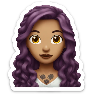 Tattooed girl with long Burgundy hair sticker