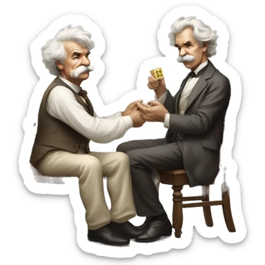 Mark Twain throws up a dice sticker