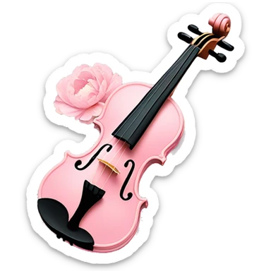 soft pastel pink violin with peonies and glitter sticker