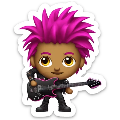 cyberpunk rockstar, magenta mohawk,  red mechanical sci-fi electric guitar, (close up view1.3) sticker