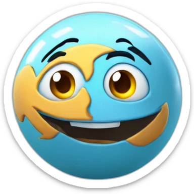 3d sphere with a cartoon childish jigsaw Aladdin skin texture with kind eyes sticker