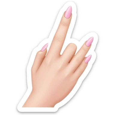pink middle finger with long almond white french tips sticker