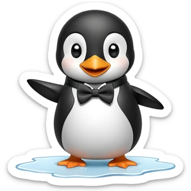 A penguin in love slipping on ice and laughing sticker