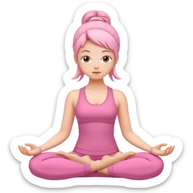 girl meditating with pink yoga set  sticker