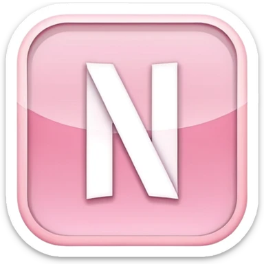 Netflix aesthetic "N" logo in pastel pink with white glowing outline around "N" sticker