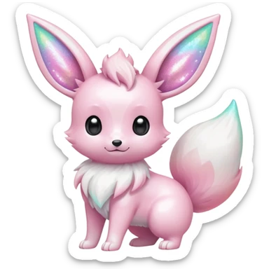 Kawaii Shiny Pastel Iridescent Albino White Glittery Eevee Full Body sticker