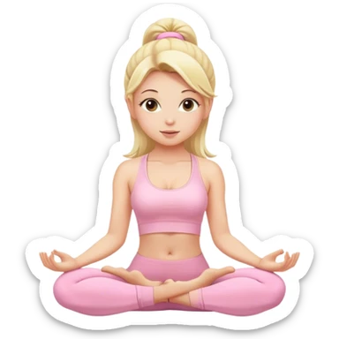 blonde yoga girl light pink clothes n sticker