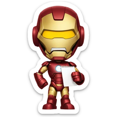 ironman holding a checklist sticker