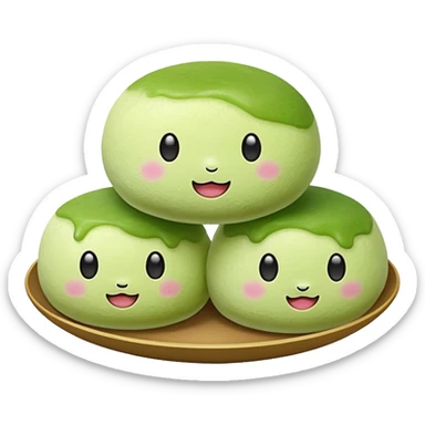 matcha flavored mochi cute face sticker