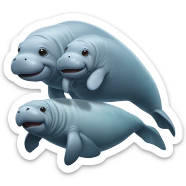 a family of mom, dad and son manatee sticker