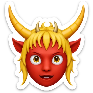 😈 emoji but red with yellow horns sticker