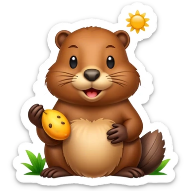 Beaver with inscription good morning  sticker