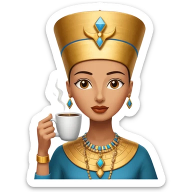 Nefertiti egypt woman drink coffee sticker