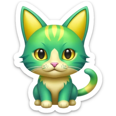 Green and Yellow Electrike-Amaura-Aurorus-Shiny-glorp-cat-fusion  sticker