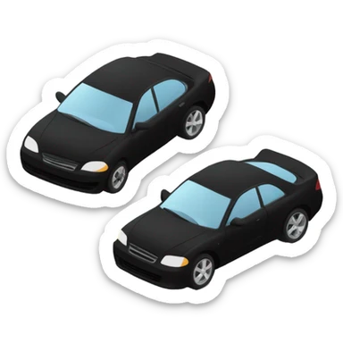 Black car racing with white car down busy street sticker